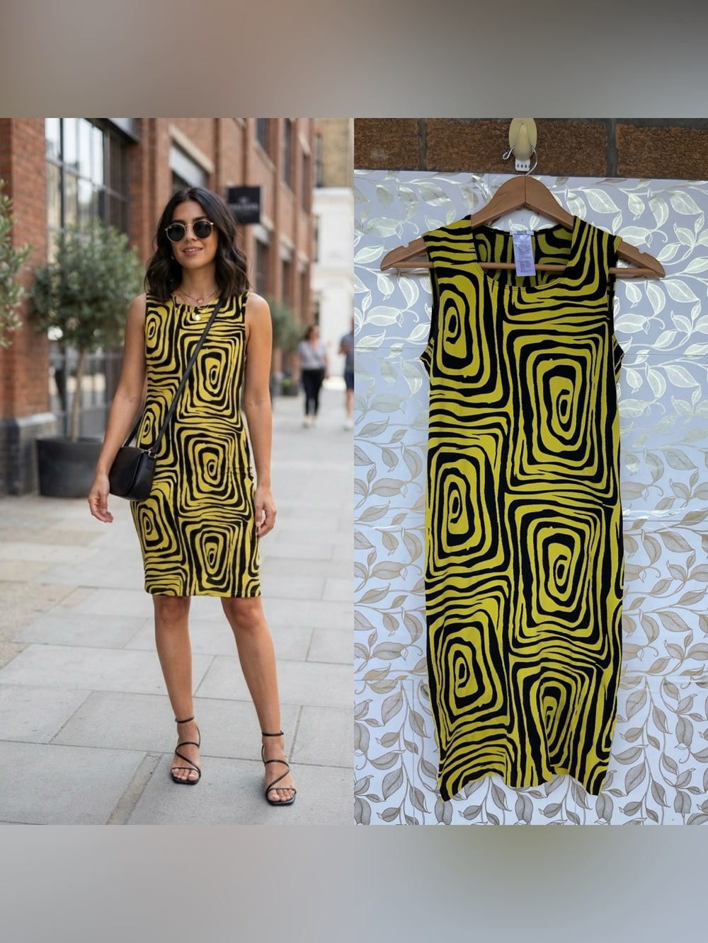 Wolford 2013 Abstract Swirl Print Mini Dress Size Small Retro Mod Shift